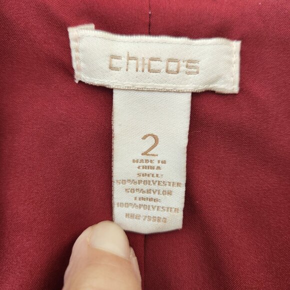 Chico's Metallic Red Crinkle Blazer Jacket Holiday Christmas Evening Dressy M - Picture 6 of 9